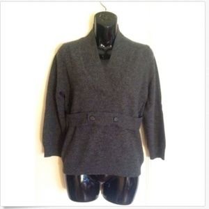 VERA WANG Heather Gray V-Neck Sweater Size L